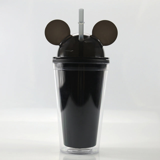 450ml Double Layer Tumbler Plastic Mug Coffee Cup Straw Cup Creative Transparent Cute Water Cup Outdoor Portable Gift Cup
