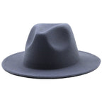 Fedoras women&#39;s Hat Big Brim Autumn Solid Formal Dress Wedding Woman Hat Camel Black White Fedora Felted Classic Cap Winter Hats