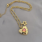 Colorful Zircon Love Star Earrings and Necklace