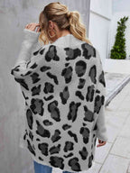 Leopard Pattern Fuzzy Cardigan
