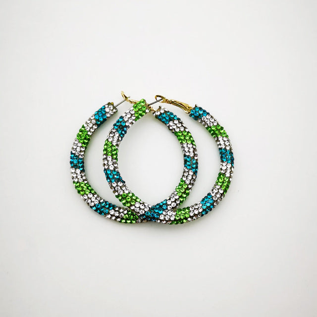 Rainbow Colorful Rhinestone Crystal Hoop Earring For Women And Girls Party Gift Jewelry Accessories
