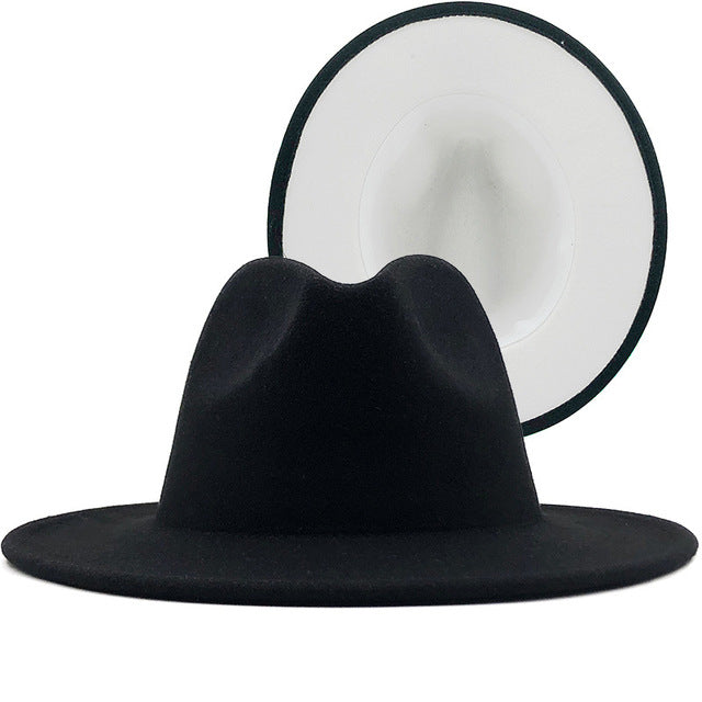 Two tone Fedoras Jazz Hats Cowboy Hats For Women And Men Double-sided Color Cap Red With Black Wool Bowler Hat Wholesale шапка