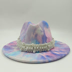 Tie-dye fedora hat wholesale autumn and winter graffiti letters monochrome hat unisex hand-painted felt winter hat шляпа женская