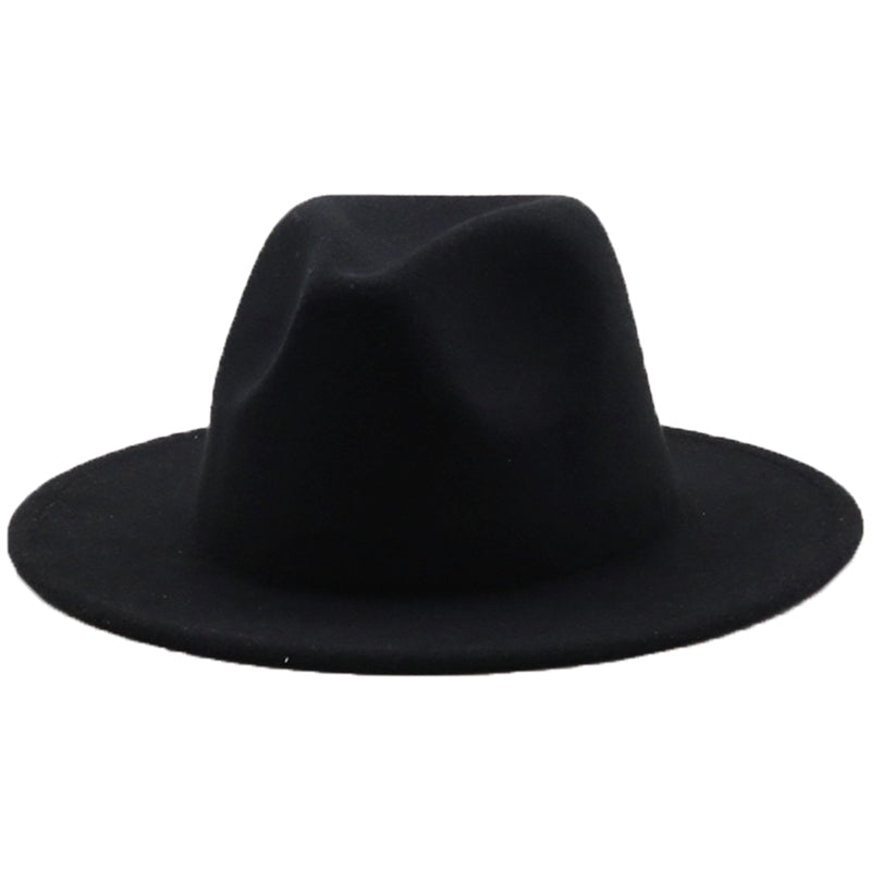 Fedoras women&#39;s Hat Big Brim Autumn Solid Formal Dress Wedding Woman Hat Camel Black White Fedora Felted Classic Cap Winter Hats